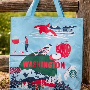 Starbucks Washington Tote with Red and Blue Design
